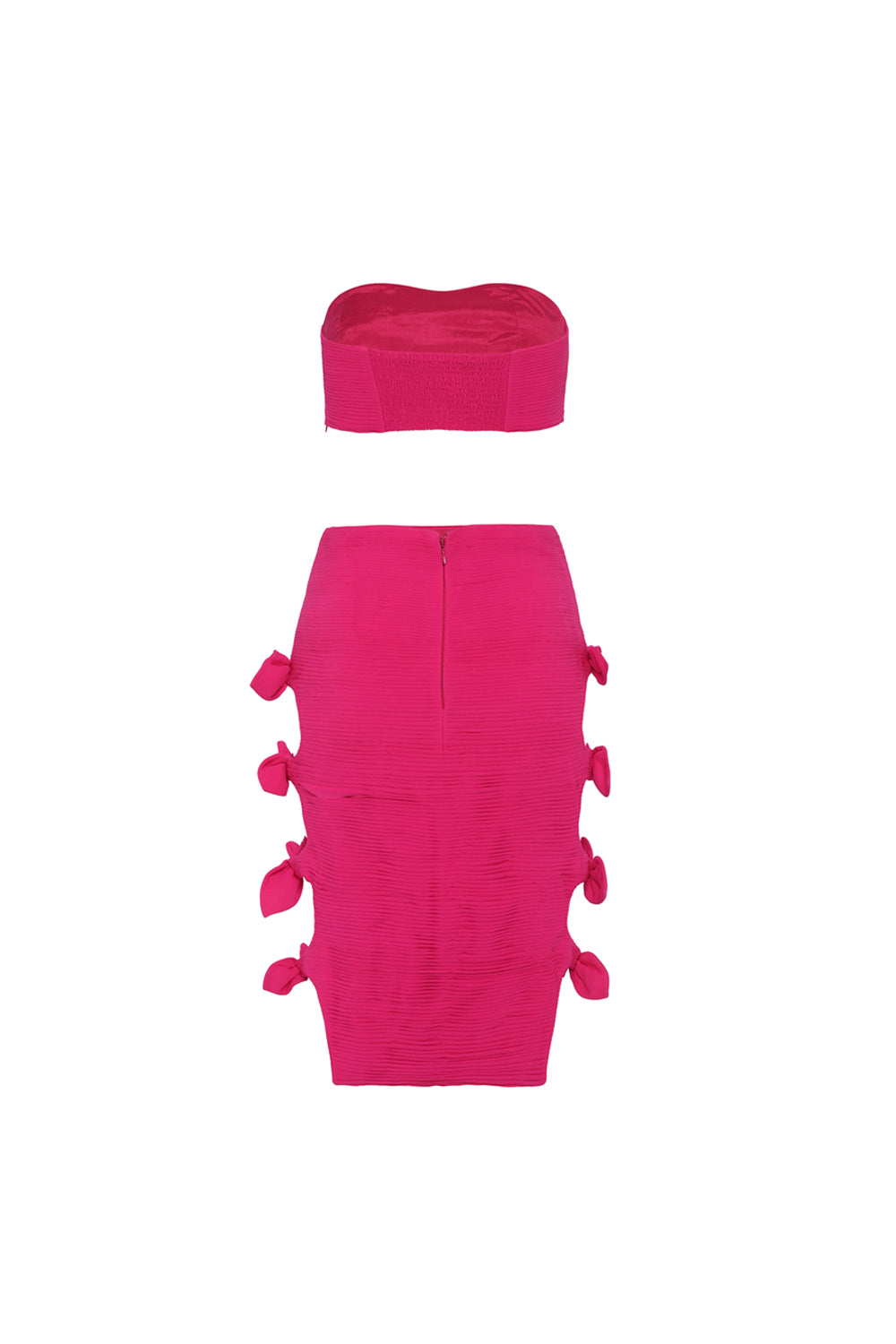 Hand Ruched Georgette Bow Cut-out Skirt